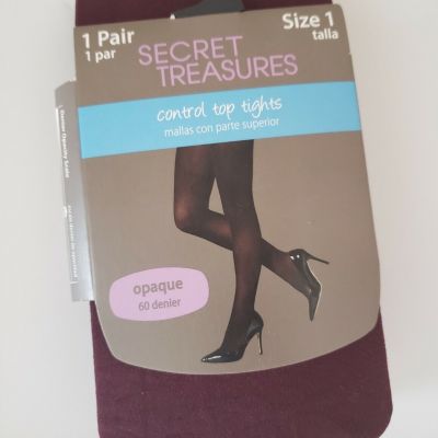 Secret Treasures Women's Burgundy Control Top Tights Size 1.. NEW!!!