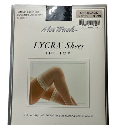Vintage Y2K Sears Nice Touch Lycra Sheer Thigh High Stockings Off Black Size B