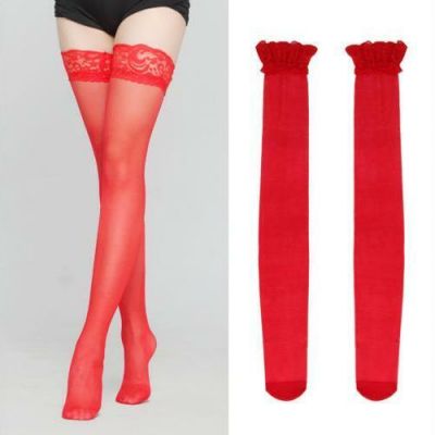 Lace Topped Thigh High Hot Sexy Ultrathin Sheer Silk Stockings-Hold