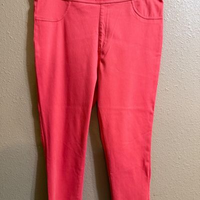 TIME AND TRU CAPRI CROP LEGGINGS SZ XL (16-18) BRIGHT PEACH STRETCH PULL ON