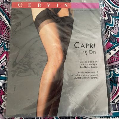 Cervin Paris Nylon Stockings Black Capri 15 Dn NOS