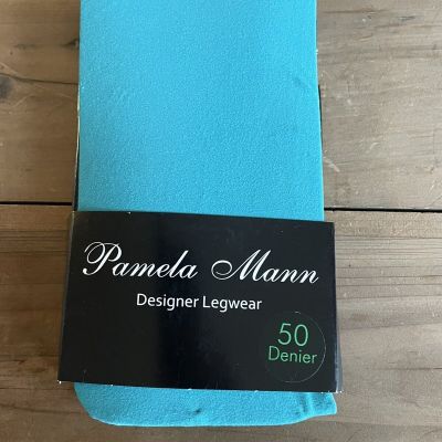 Pamela Mann Designer Legwear 50 Denier Tights Pantyhose Aqua Green Made In Italy