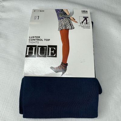 HUE Apollo Blue Luster Control Top Tights Womens Size 1 U2167 ~ 1 Pair New