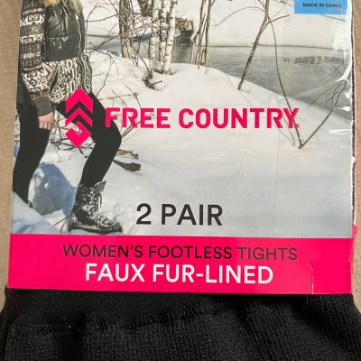 NEW - Free Country 2 Pair Women's Footless Tights Faux Fur- Lined L/XL