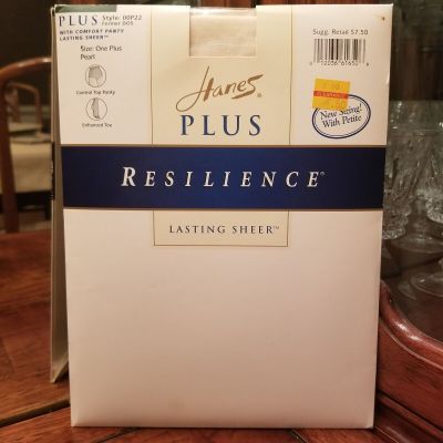 Hanes Plus Resilience Comfort Panty Control Top 00P22 Pantyhose  Pearl  One Plus