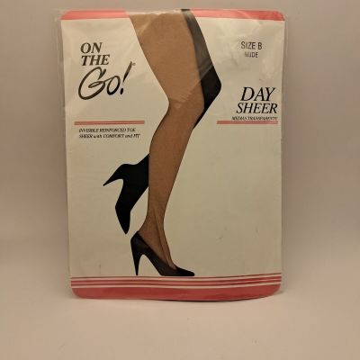 Pantyhose On The Go Day Sheer Size B NUDE with Invisible Reinforced Toe