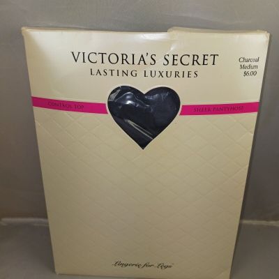 Victoria Secret Lasting Luxuries Control Top Sheer Pantyhose Charcoal Sz Medium