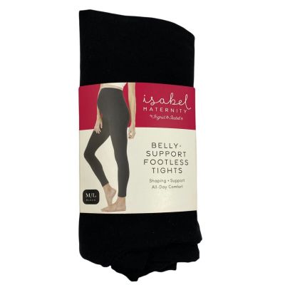 Ingrid & Isabel Maternity Black Belly Support Seamless Footless Tights Size M/L