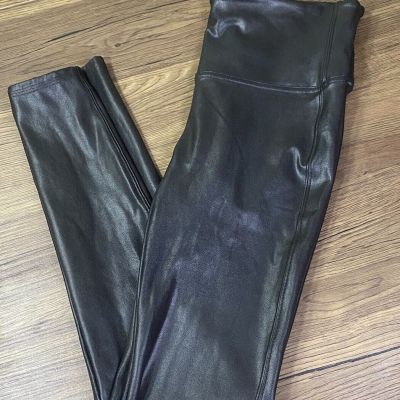 Spanx Womens Faux Leather Leggings Size Medium Black EUC