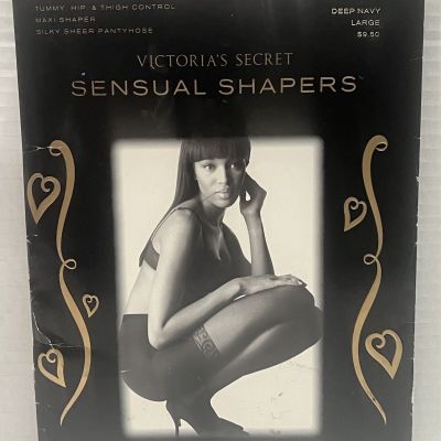 Victoria’s Secret Sensual Shapes Pantyhose Deep Navy Large NIP
