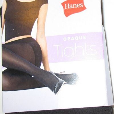 2 PR PKG - HANES PREMIUM - NEW - M - BLACK FOOTED OPAQUE TIGHTS - SHAPING PANTY