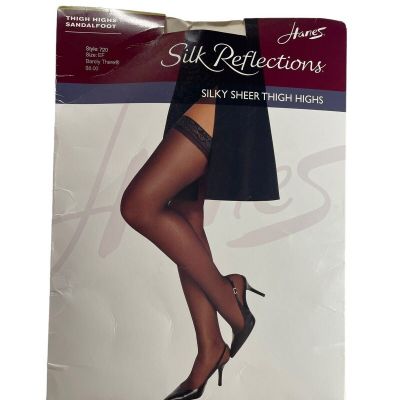 Hanes Silk Reflections Sexy Black Lace Barely There Thigh High Stockings Size EF