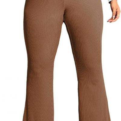 plus Size Leggings for Women Elastic High Waisted Crossover Flare Pants Lounge T