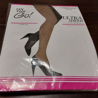 On The Go! Ultra Sheer X-Large Queen Platina Sheer Toe Pantyhose