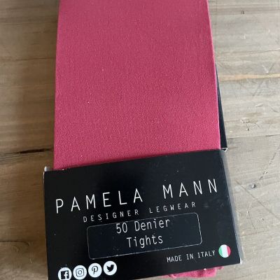 Pamela Mann Designer Legwear 50 Denier Tights Pantyhose Maroon Red Made In Italy