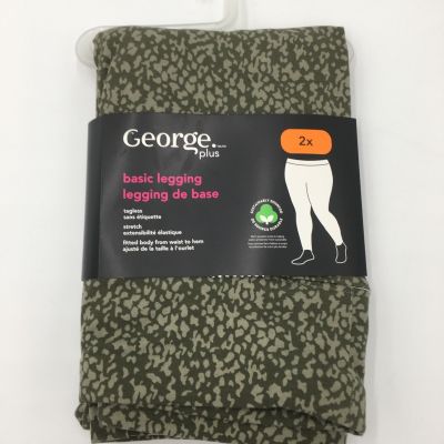 George Plus Women's Basic Legging Size 2X  Printed  Green NEW
