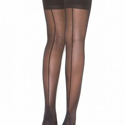 Cuban Heel Sheer Stockings 2-Pack Women One Size OS Back Seam Black and Nude