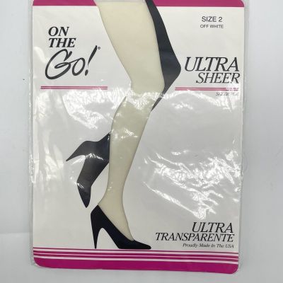 New Pantyhose Off White Size 2 Ultra Sheer Invisible Sheer Toe ON THE GO NIP