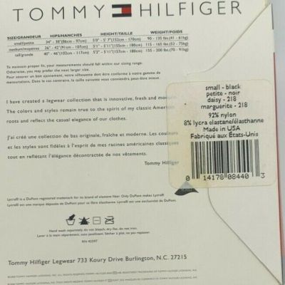 1 pr Tommy Hilfiger Openwork Daisy Pattern Fashion Tights  - Small - Black Mesh