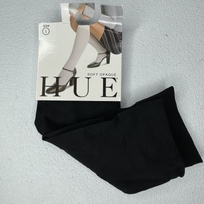 HUE Womens Black Soft Opaque Knee Hi Size 1 ~ 1 Pair NEW