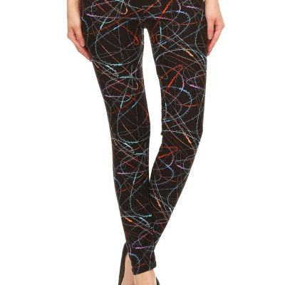 Multicolored Scribble Print, High Waisted Leggings In A Fitted Style