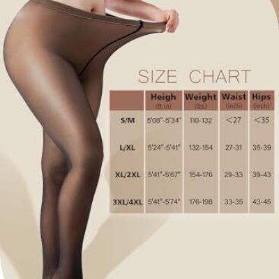 Women's Opaque Tights Sheer Fake Translucent 3X-Large-4X-Large Plus Black