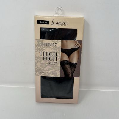 Fredericks of Hollywood Thigh High Stockings Black Lace Medium - Sealed Package