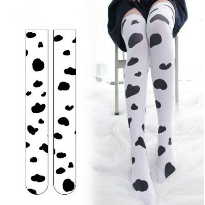 Cow Print Thigh High Socks Women Fashion Stockings Kawaii Costume