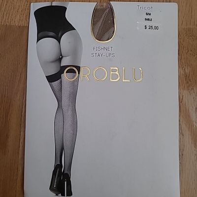 New  OROBLU Tricot Fishnet Stay Ups Stockings Choose Size/Color