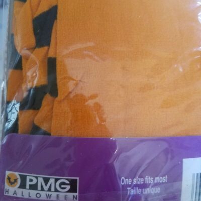 Halloween PMG Paper Magic Stripe PANTYHOSE/TIGHTS BLACK/Orange One Sz. 39.7 Long