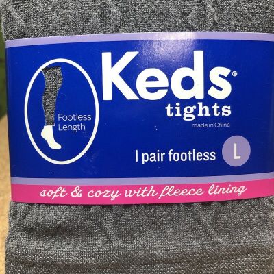 Keds Grey Opaque Tights, NWT, 1 Pair Footless. Size Large.