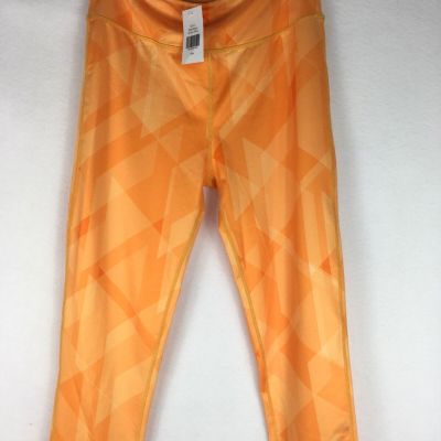 Orange Theory-Orange Geometric Basic Capri Yoga Pants Zipper Pocket NWT Sz Large