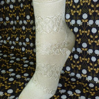 Lace Edwardian Stockings Antique Flapper white silk hosiery Vtg wedding bridal