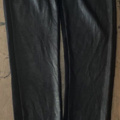 Women’s Black Assets Leggings-medium-Faux Leather Shiny Look Front Only
