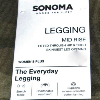 Sonoma Mid Rise Green Camo Leggings -  3X  SHORT - New/Tags