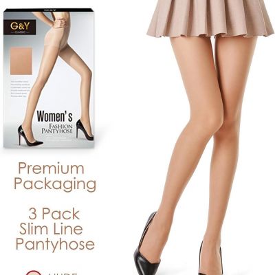 G&Y 3 Pairs Women's Sheer Tights - 20D Control Top Pantyhose with Reinforced Toe