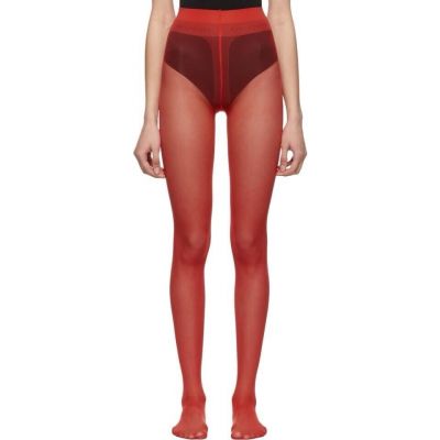 NIB Gucci Molina Logo Waistband Sheer Tight Pantyhose in Flame Red size XL