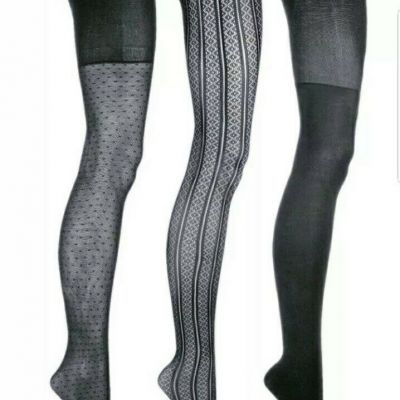 New Theme 3-pack Fashion Tights Stockings Gray Nylon / Spandex  S/M Small Medium