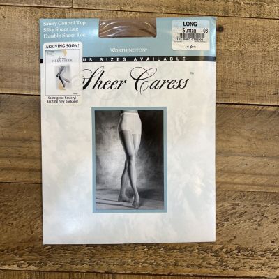 JCPenney Worthington Sheer Caress Pantyhose Long Satiny Control Top Suntan