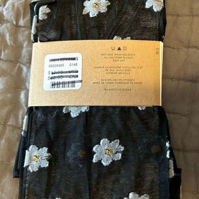 NEW URBAN OUTFITTERS TIGHTS BLACK Floral Sheer S/M