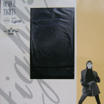 Pretty Polly Tights Textures 50 Denier Opaque PP Black 36-38 Hips Lycra England