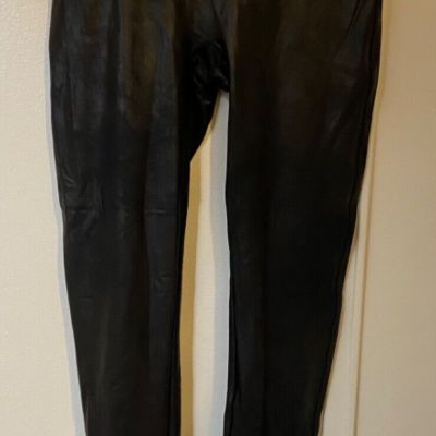 Spanx Women’s Faux Leather Leggings Black Stretch Size XL