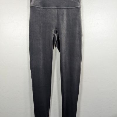 Spanx Leggings Women's Size Medium Velour High Waist Silver Gray Stretch