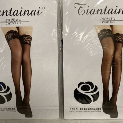 Tiantianai Delicate Lace Stockings With Fashion Rose Scent, 2 Pair S New China