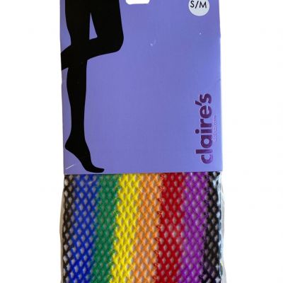 Claire's Women's Rainbow Size S/M Mesh Fishnet Footed Tights New  NWT
