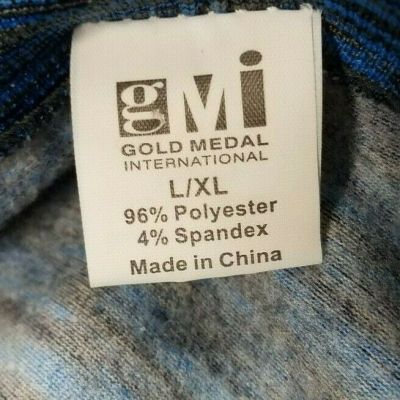 Gold Medal International Tights (L/XL) Blue/Grey. Polyester&Spandex.