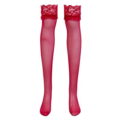 Women' s Thigh Highs Border Knee Stocking Sheer Lace See Through Socks