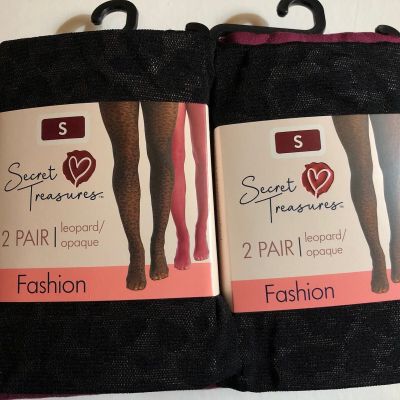 2X Secret Treasures Women's SIZE S Opaque Leopard Tight, 2 Pair each FASHION