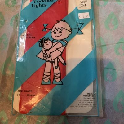 Toddler Tights Seamless Red Size 2-4 New 100perc Stretch Nylon