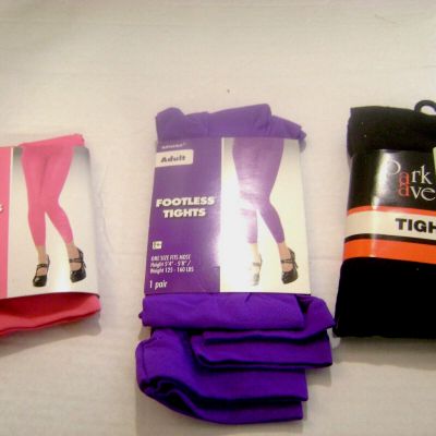 NEW LOT of 3 PAIRE FOOTLESS TIGHTS Different: Colar,Size,Brand,Material